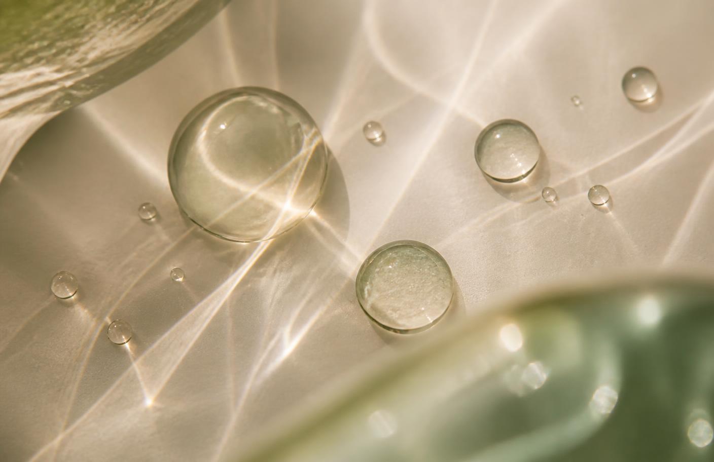 Abstract macro of light refracting through water