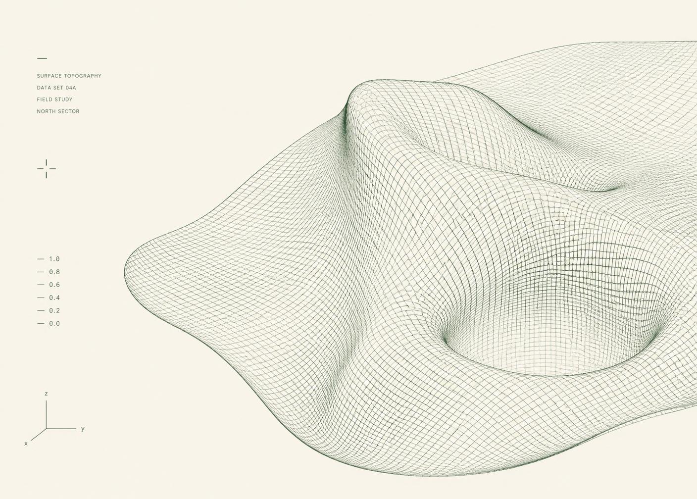 Scientific wireframe surface topography visualization